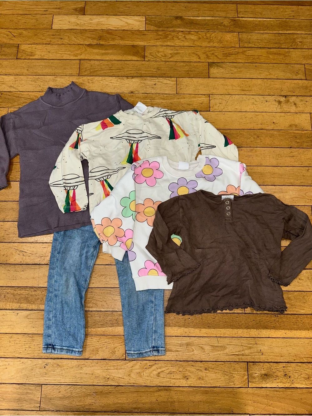 Girl’s Zara lot bundle shirts tops jeans floral long sleeve
